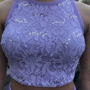 Purple Two-Piece Prom Dress